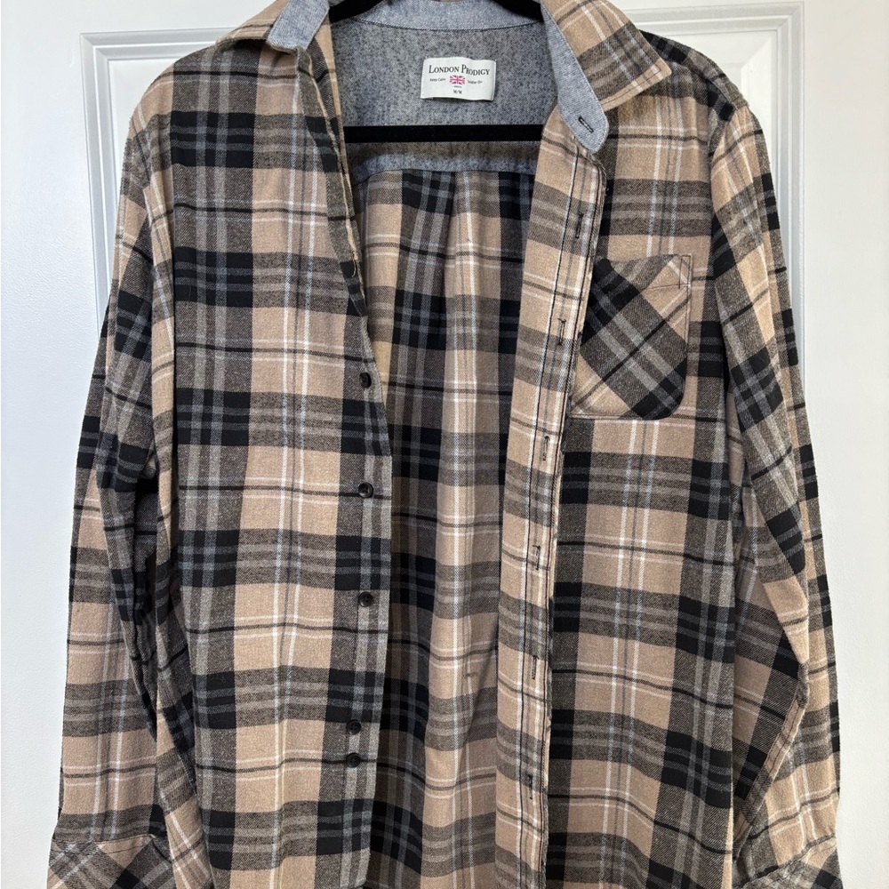 Men's Casual Plaid Shirt - Black and Tan